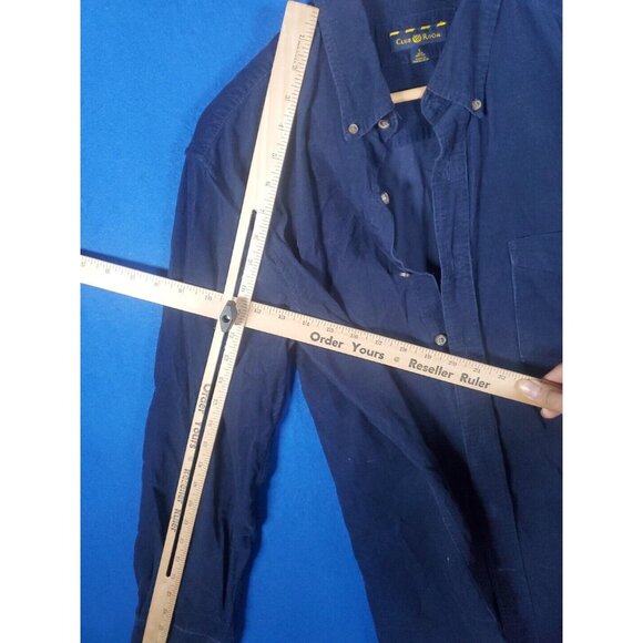 Club Room Corduroy Shirt Men's Size Large Blue Long Sleeve Button Up Casual - Picture 8 of 12